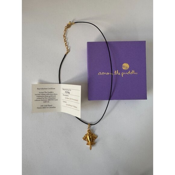 24k Gold Plated Golden Jet Pendant Necklace Handmade In Columbia With Certificat - Picture 7 of 16